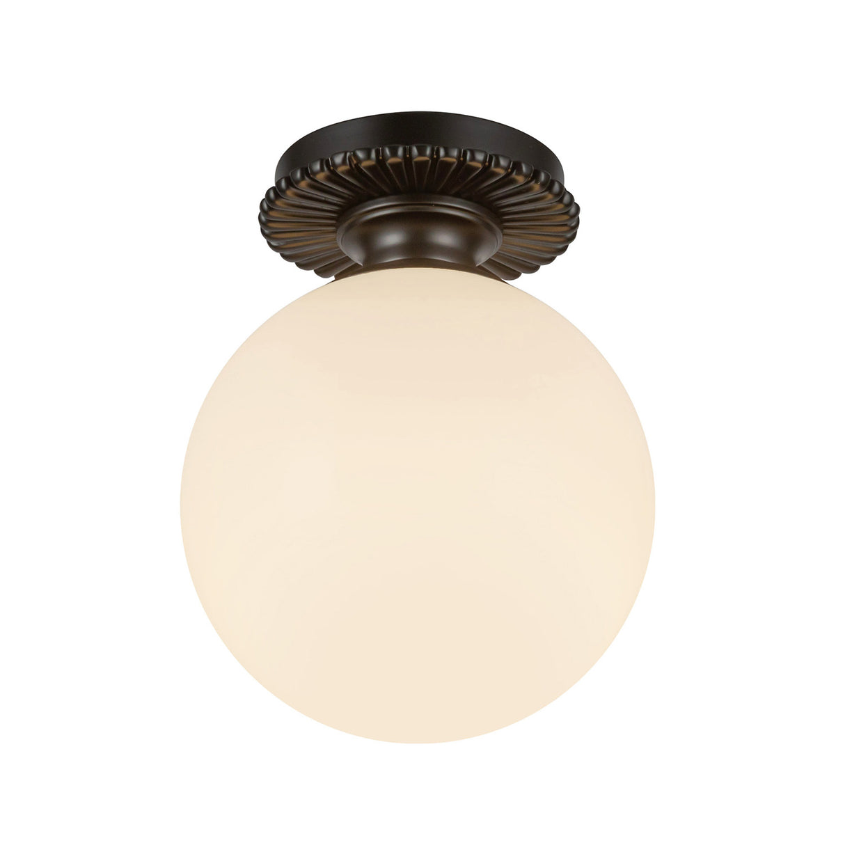 Amos Semi-Flush 8", Matte Black with Milk Glass