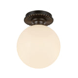 Amos Semi-Flush 8", Matte Black with Milk Glass