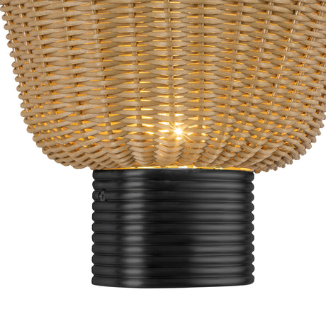Bessie Wall Sconce 10", Rattan and Matte Black