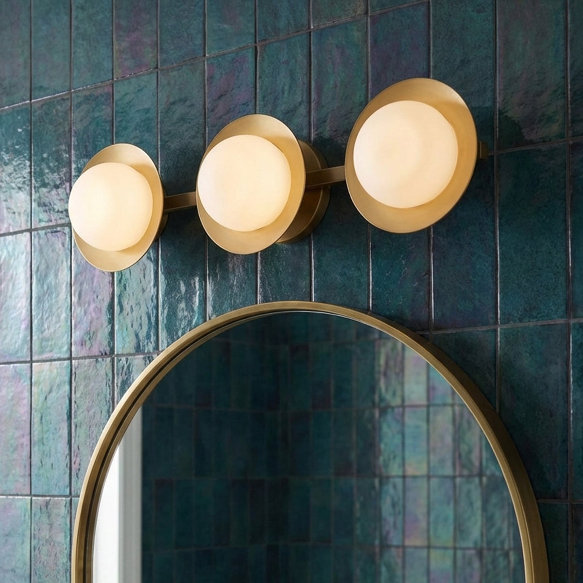 Elon 3 Light LED Vanity 24" for Modern home with Teal Shiplap