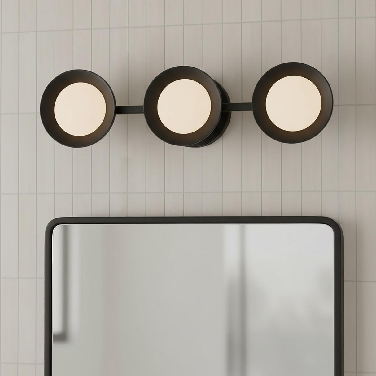 Elon 3 Light LED Vanity 24", Matte Black and Opal Glass