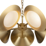 Elon 5 Light LED Chandelier 16", Brushed Brass and Opal Glass