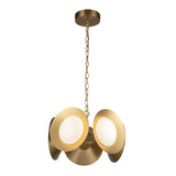 Elon 5 Light LED Chandelier 16", Brushed Brass and Opal Glass