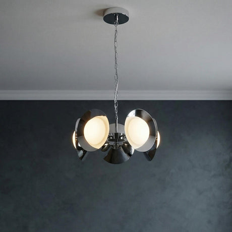 Elon 5 Light LED Chandelier 16", Chrome and Opal Glass