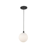Soren LED Pendant 5", Matte Black and Opal Glass