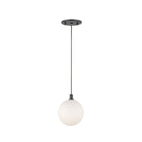 Soren LED Pendant 5", Matte Black and Opal Glass