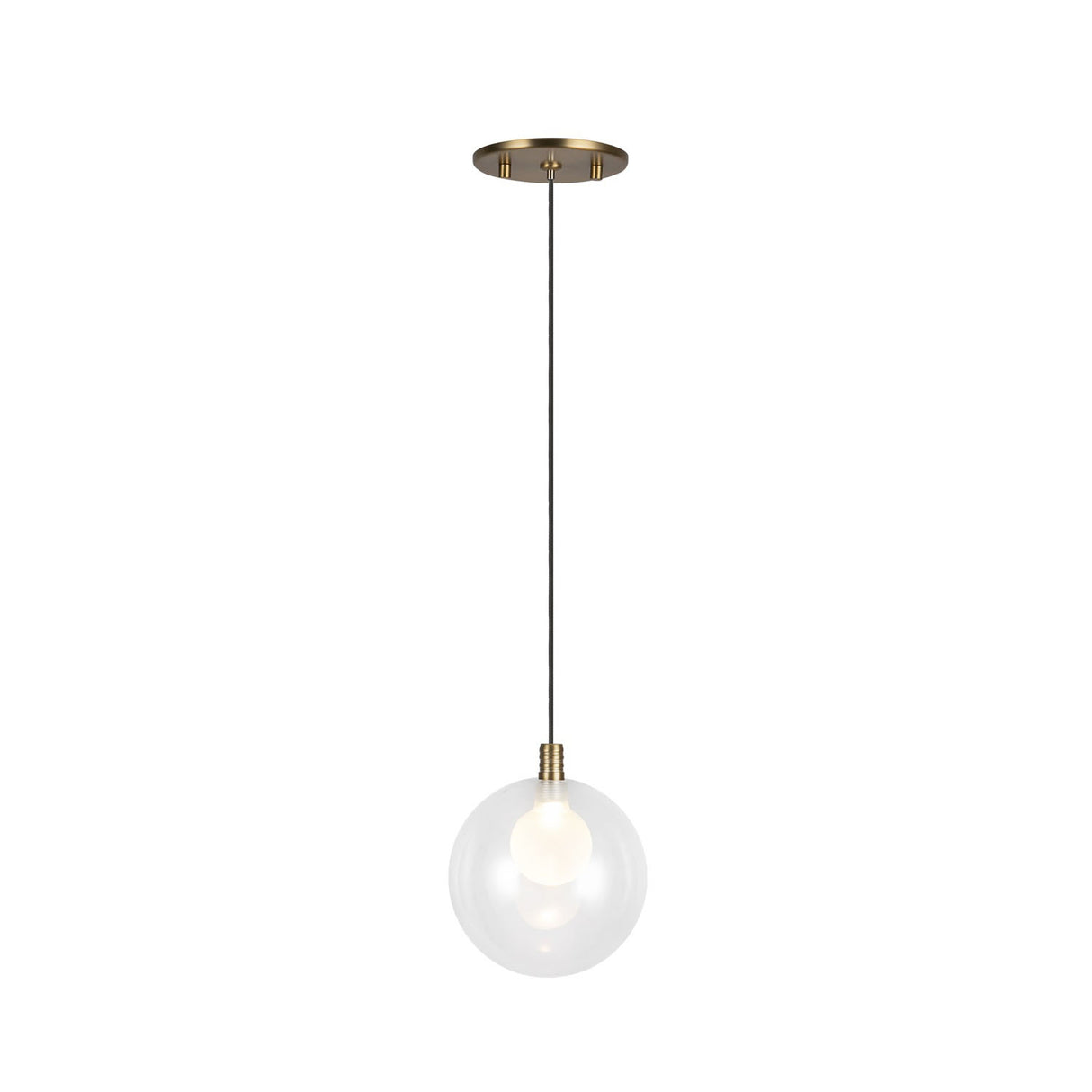 Soren LED Pendant 5", Brushed Brass and Clear Glass