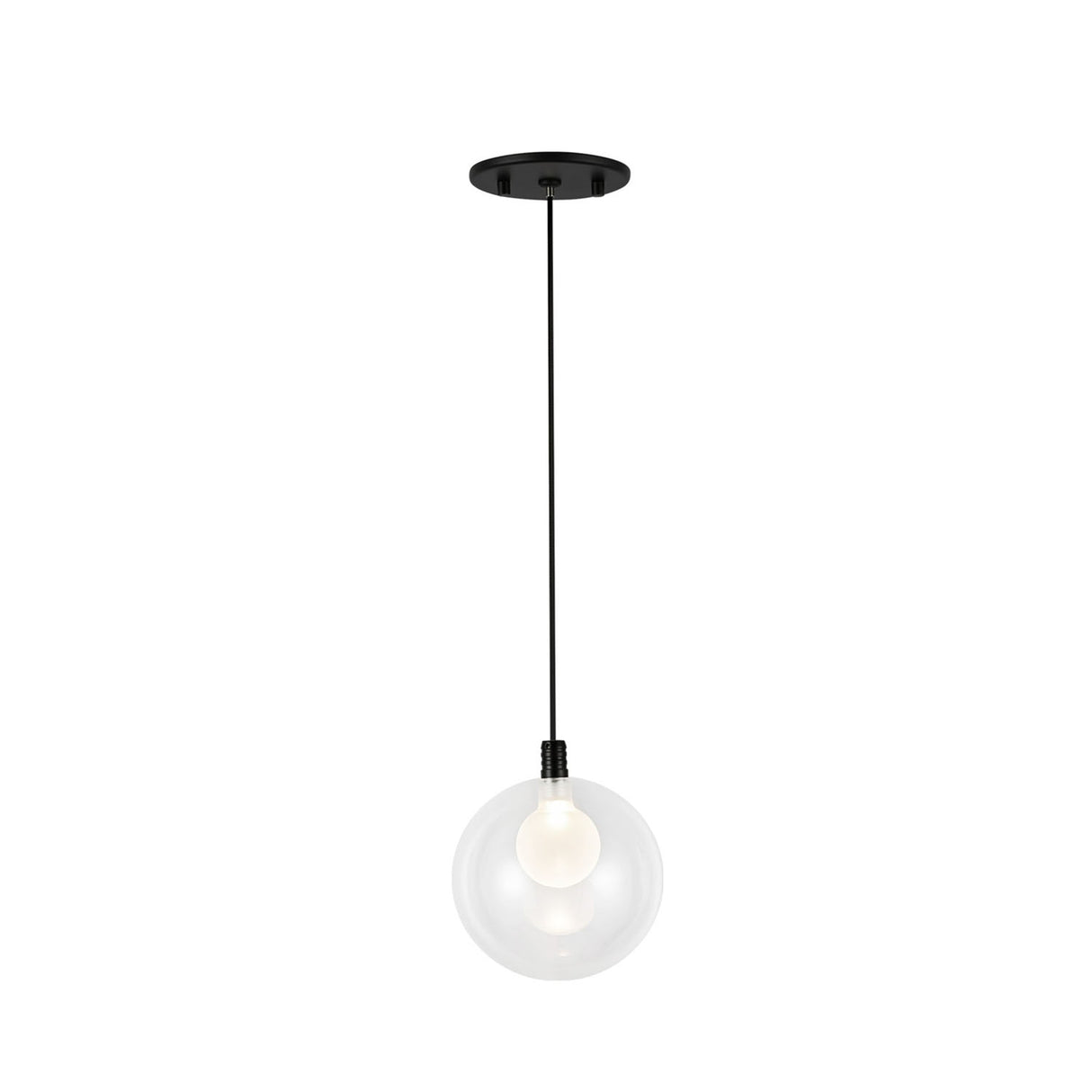 Soren LED Pendant 5", Matte Black and Clear Glass
