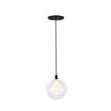 Soren LED Pendant 5", Matte Black and Clear Glass