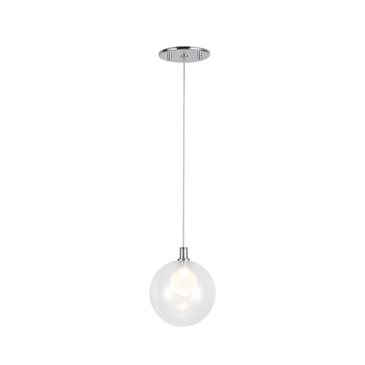 Soren LED Pendant 5", Chrome and Clear Glass