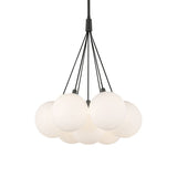 Soren 7 Light LED Chandelier 16", Matte Black and Opal Glass
