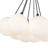 Soren 7 Light LED Chandelier 16", Matte Black and Opal Glass