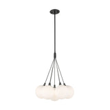 Soren 7 Light LED Chandelier 16", Matte Black and Opal Glass