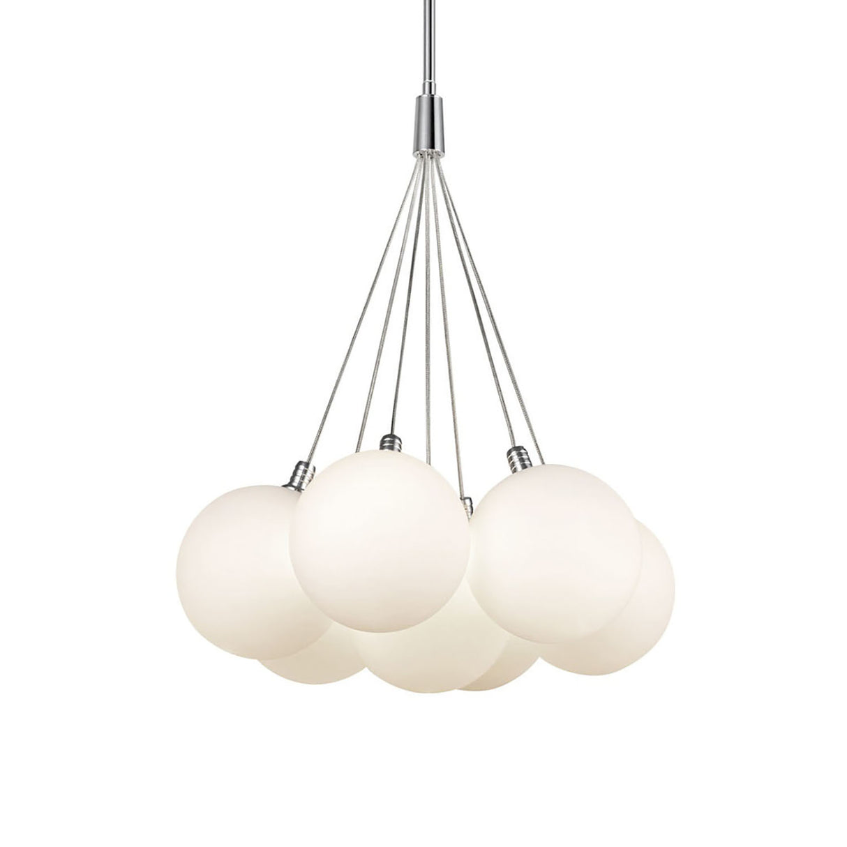 Soren 7 Light LED Chandelier 16", Chrome and Opal Glass