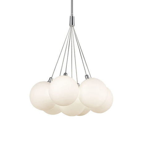 Soren 7 Light LED Chandelier 16", Chrome and Opal Glass