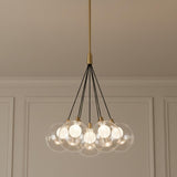 Soren 7 Light LED Chandelier 16", Brushed Brass and Clear Glass