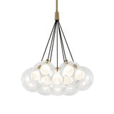 Soren 7 Light LED Chandelier 16", Brushed Brass and Clear Glass