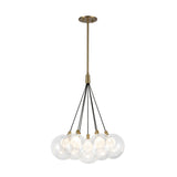 Soren 7 Light LED Chandelier 16", Brushed Brass and Clear Glass