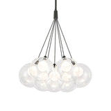 Soren 7 Light LED Chandelier 16", Matte Black and Clear Glass