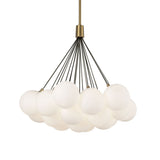 Soren 19 Light LED Chandelier 28", Brushed Brass and Opal Glass