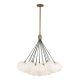 Soren 19 Light LED Chandelier 28", Brushed Brass and Opal Glass