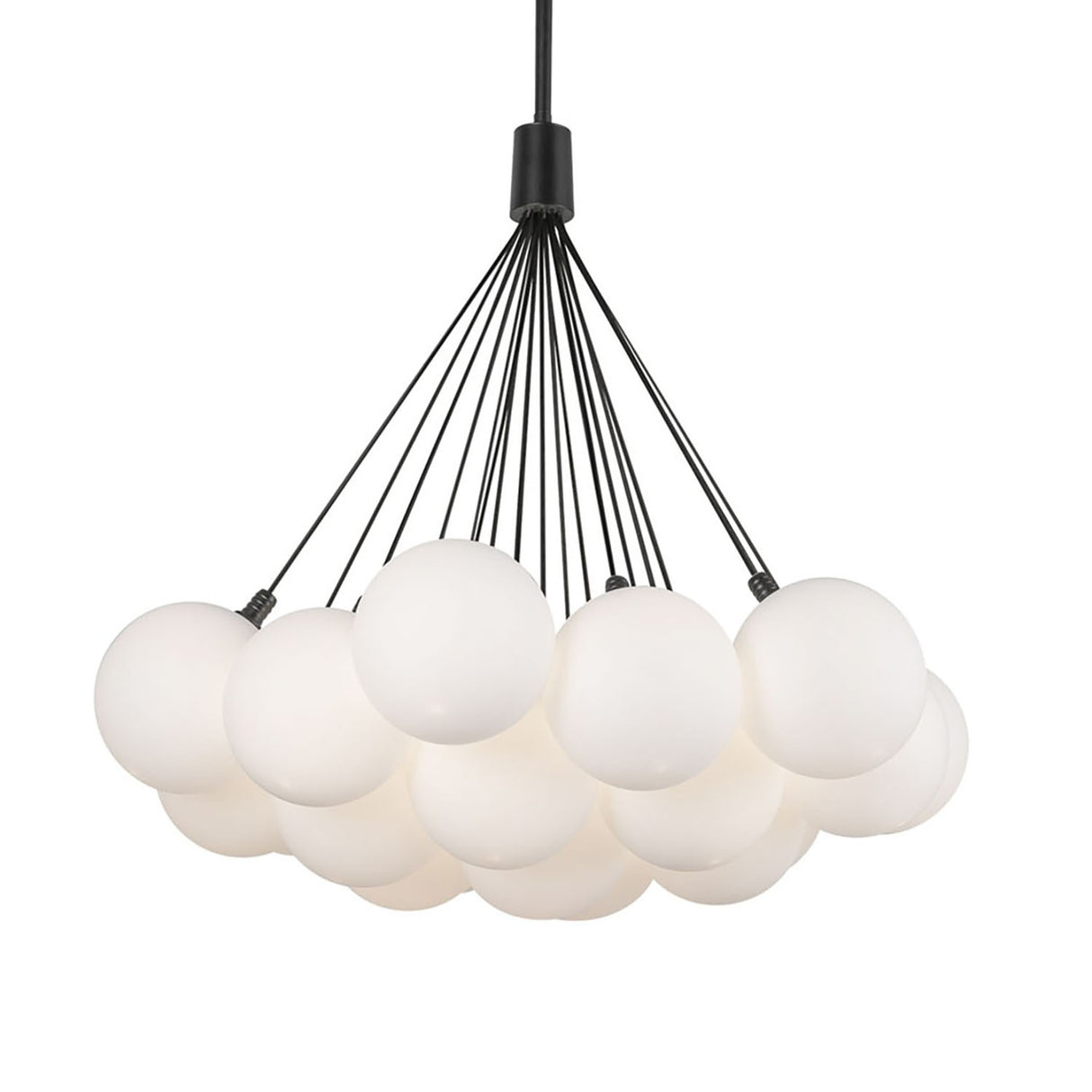 Soren 19 Light LED Chandelier 28", Matte Black and Opal Glass