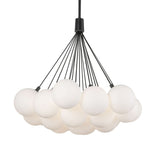 Soren 19 Light LED Chandelier 28", Matte Black and Opal Glass