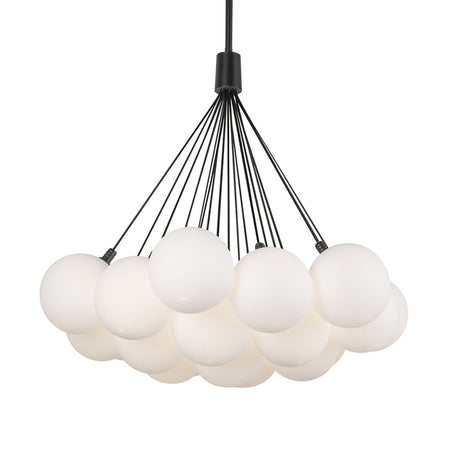 Soren 19 Light LED Chandelier 28", Matte Black and Opal Glass