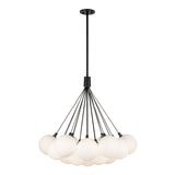 Soren 19 Light LED Chandelier 28", Matte Black and Opal Glass