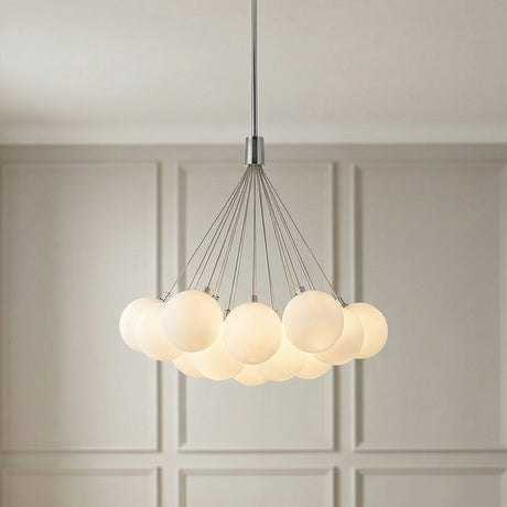Soren 19 Light LED Chandelier 28" for Modern home with White Wall Panels