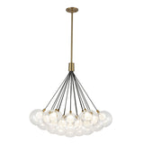 Soren 19 Light LED Chandelier 28", Brushed Brass and Clear Glass