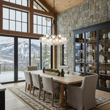 Soren 19 Light LED Chandelier 28", Matte Black and Clear Glass for Modern Farmhouse home with Stone