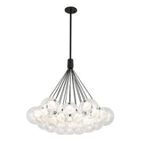 Soren 19 Light LED Chandelier 28", Matte Black and Clear Glass