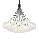 Soren 19 Light LED Chandelier 28", Matte Black and Clear Glass