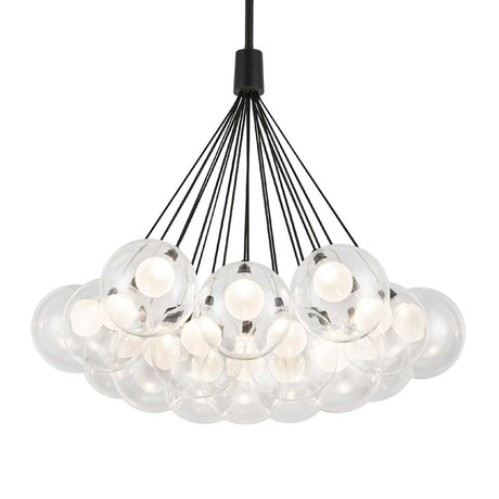 Soren 19 Light LED Chandelier 28", Matte Black and Clear Glass