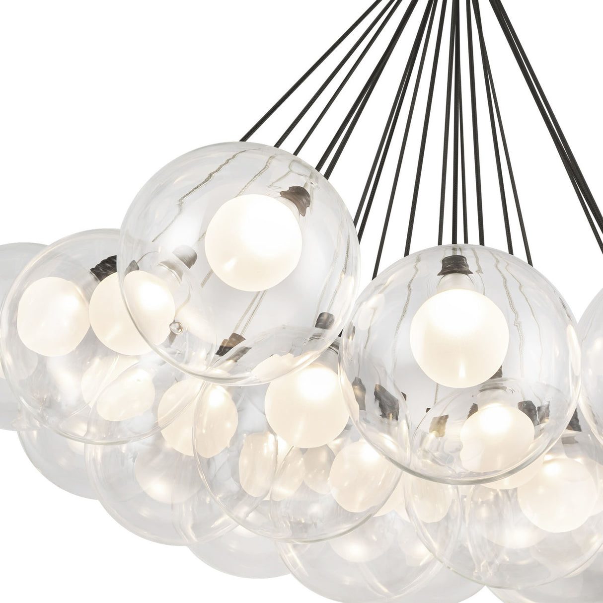 Soren 19 Light LED Chandelier 28", Matte Black and Clear Glass
