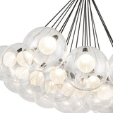 Soren 19 Light LED Chandelier 28", Matte Black and Clear Glass