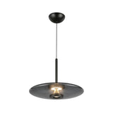 Callan LED Pendant 18", Black and Smoke Glass