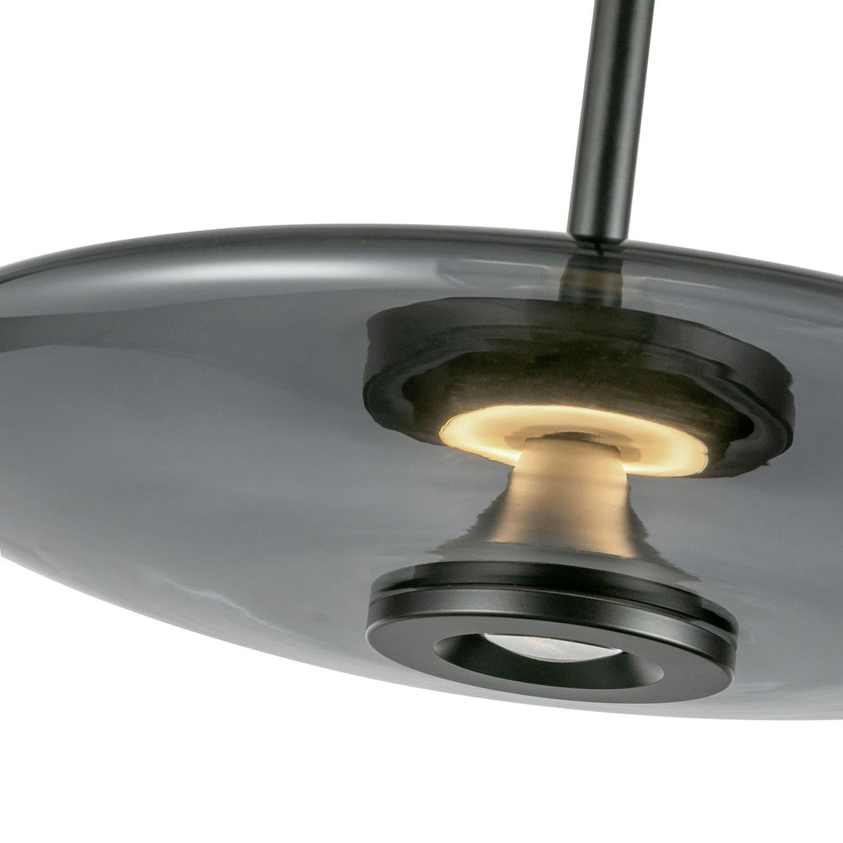 Callan LED Pendant 18", Black and Smoke Glass