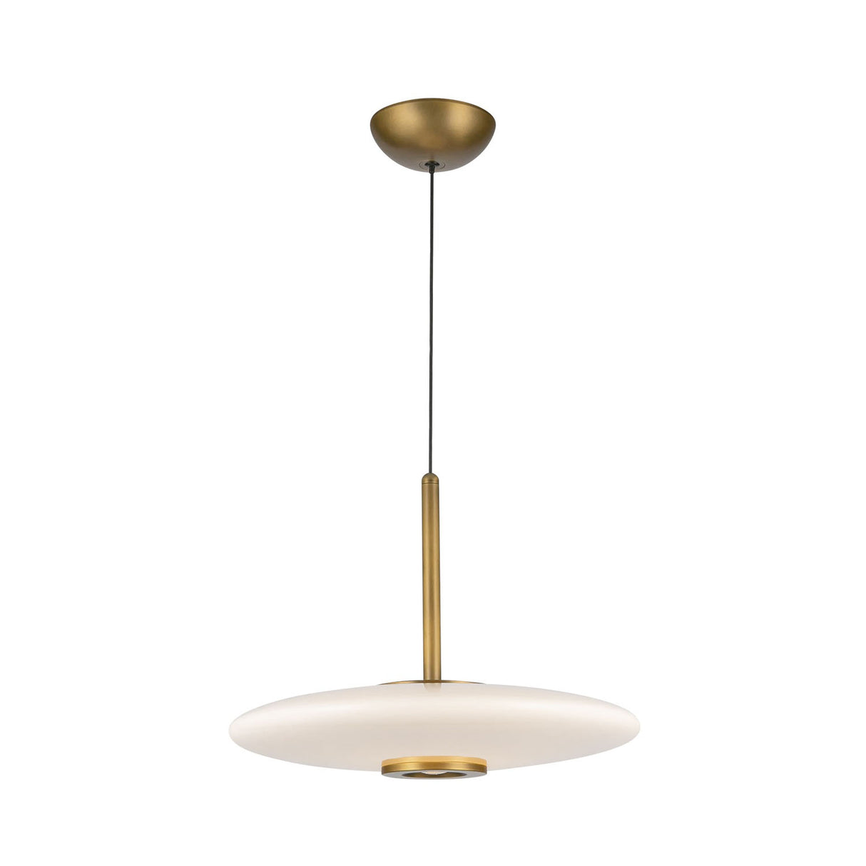 Callan LED Pendant 18", Aged Brass and Opal Glass