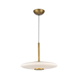 Callan LED Pendant 18", Aged Brass and Opal Glass