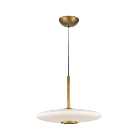 Callan LED Pendant 18", Aged Brass and Opal Glass