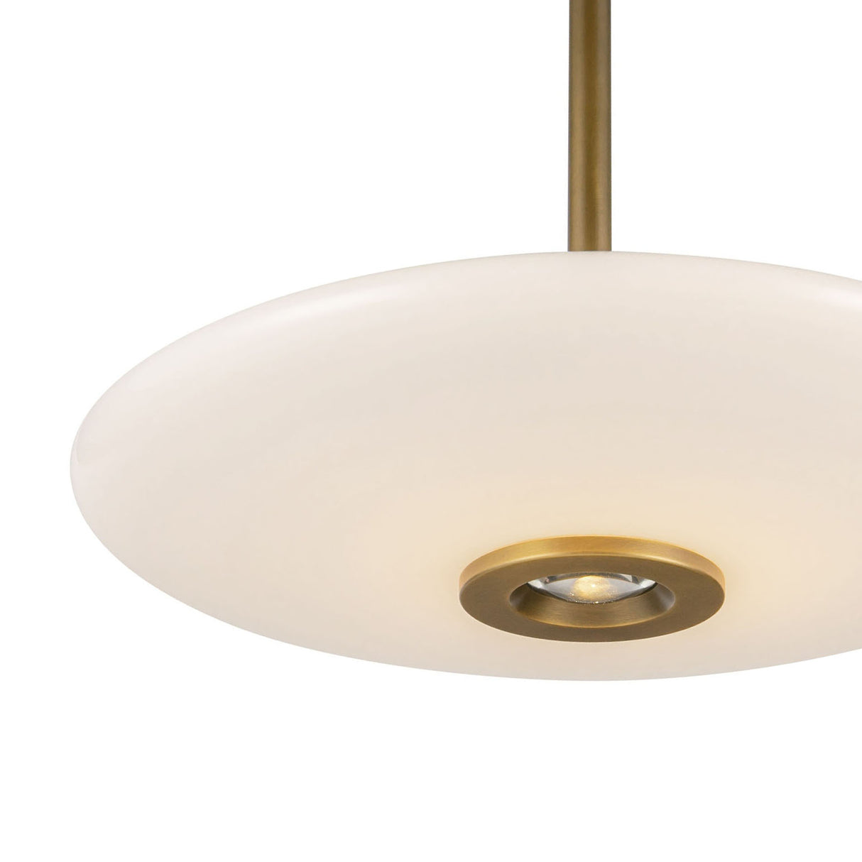 Callan LED Pendant 18", Aged Brass and Opal Glass