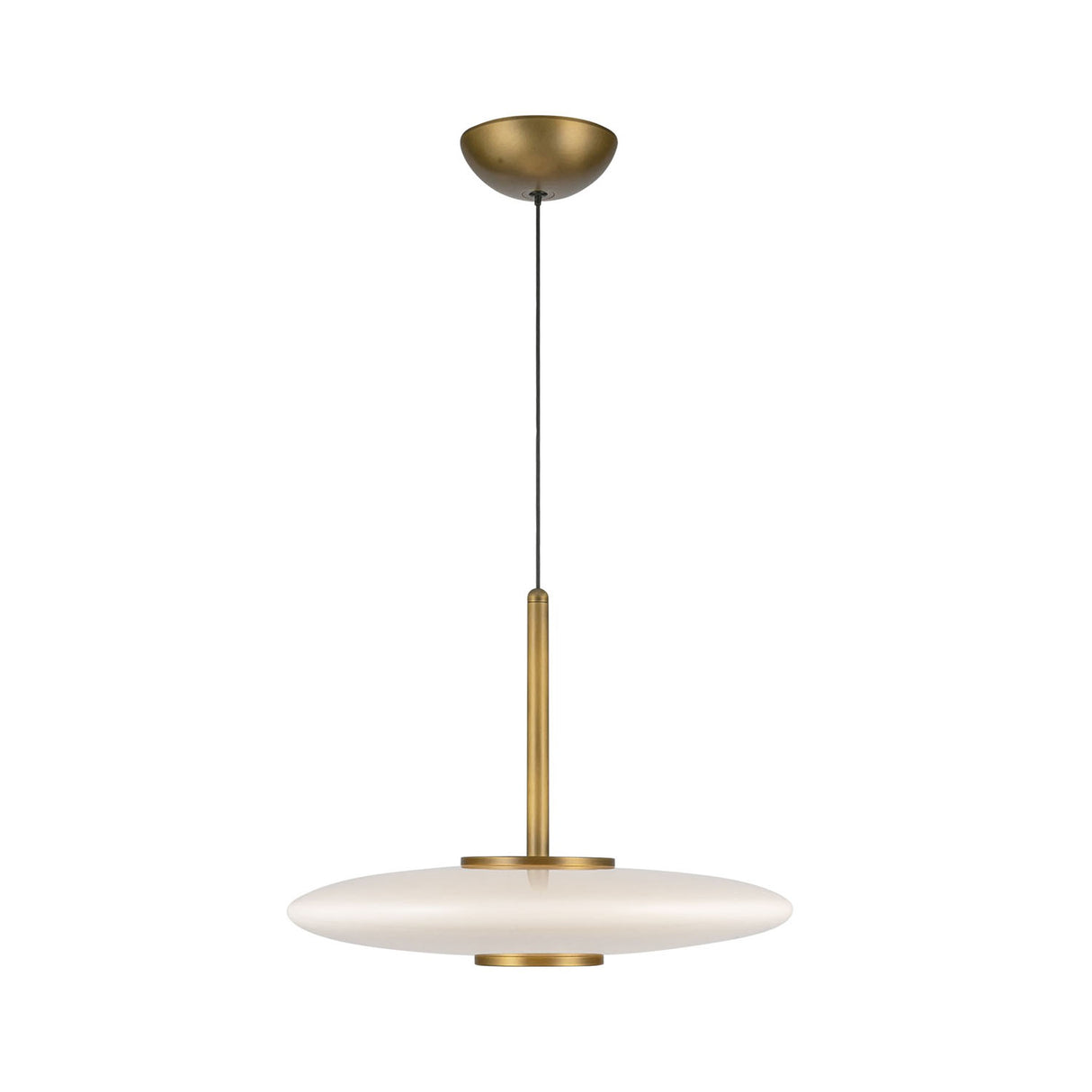 Callan LED Pendant 18", Aged Brass and Opal Glass