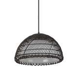 Montauk Pendant 16", Black Rattan with Opal Glass