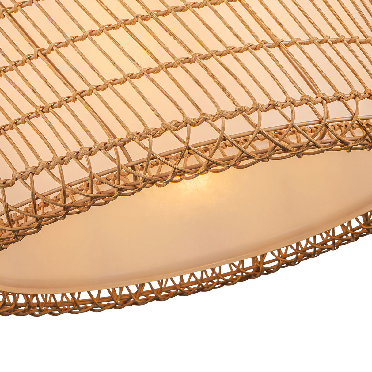 Montauk Pendant 20", Rattan with Opal Glass