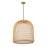 Montauk Pendant 20", Rattan with Opal Glass