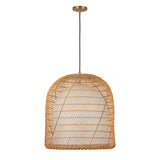 Montauk Pendant 20", Rattan with Opal Glass