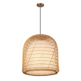 Montauk Pendant 20", Rattan with Opal Glass