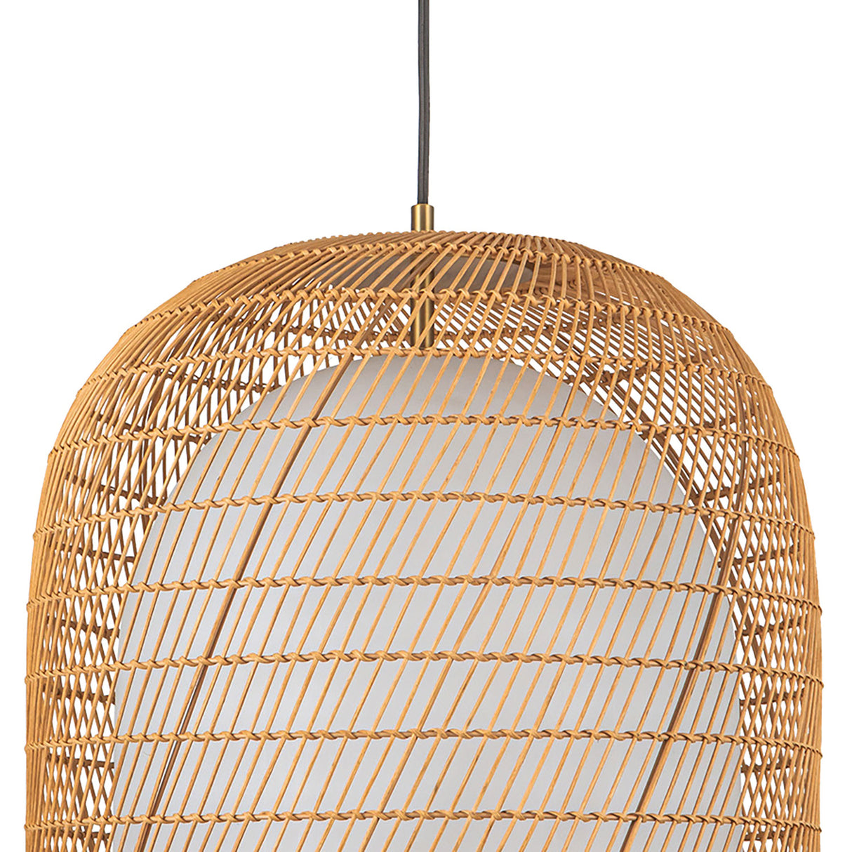 Montauk Pendant 20", Rattan with Opal Glass